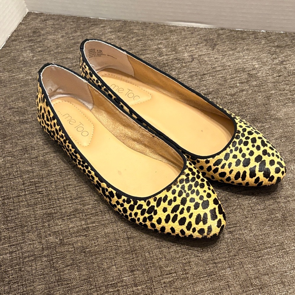 Me Too Yellow and Black Animal Print Flats